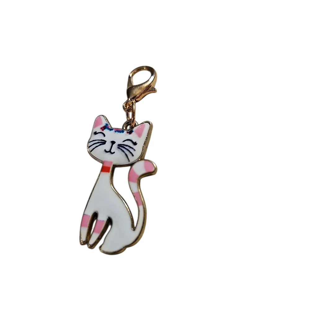 Charming Cat Pendant/Charm with Pink Accents
